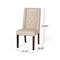 Dining Chair Beige Wood Fabric