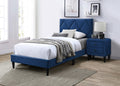 Full Size Bed W Adjustable Headboard 1Pc Bedframe, Navy Blue Velvet Upholstered Youth Bedroom Furniture Box Spring Not Required Full Navy Blue Wood Bedroom Classic,Contemporary,Mid Century Modern,Modern Bed Frame Foam Velvet Particle Board Mdf