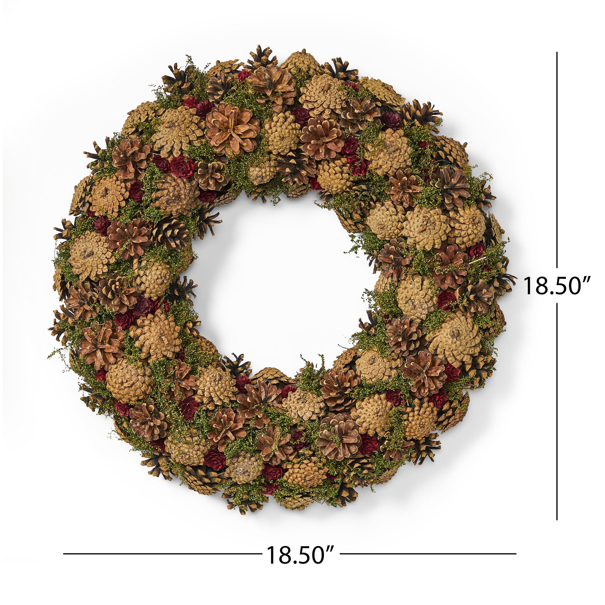 18.'' Pine Cone Wreath Natural Natural Foam