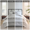 6 Piece Cotton Jacquard Oversized Comforter Set White Grey Cal King California King Grey White Cotton