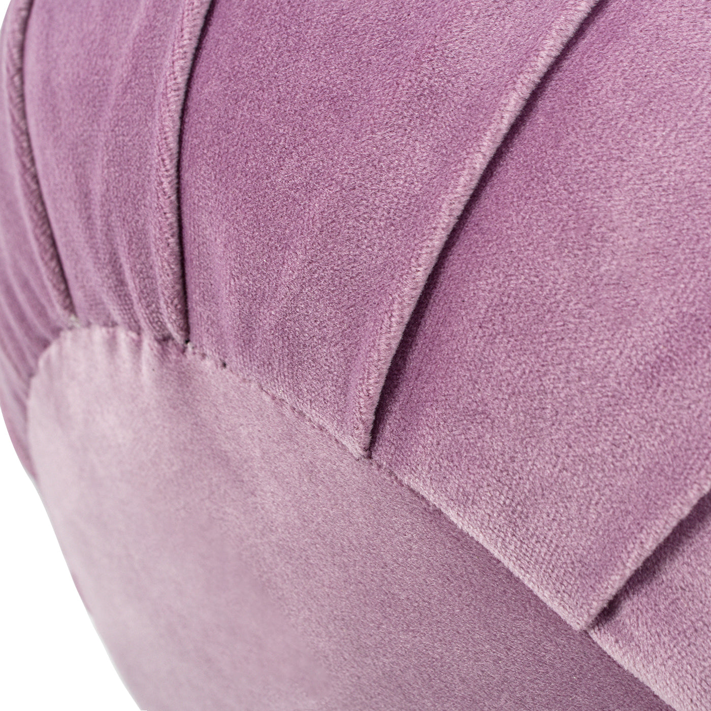 Pouffe 13" Round Pleated Accent Throw Pillow, Lavender Velvet Lavender Purple Polypropylene Velvet