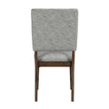 Walnut Finish Wood Side Chairs Set Of 2, Gray Textured Fabric Upholstered Seat And Back Modern Dining Furniture Gray Dining Room Side Chair Wood