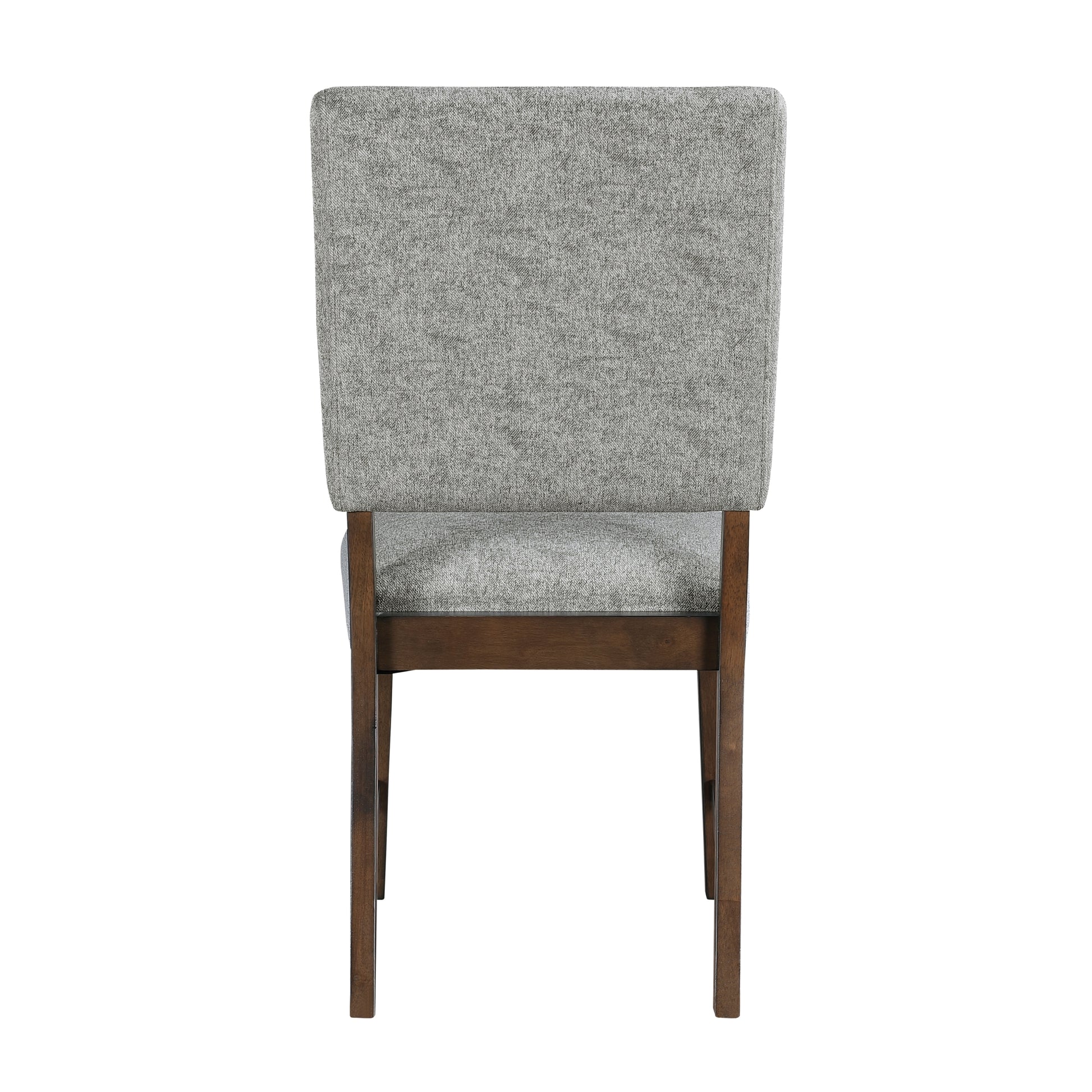 Walnut Finish Wood Side Chairs Set Of 2, Gray Textured Fabric Upholstered Seat And Back Modern Dining Furniture Gray Dining Room Side Chair Wood