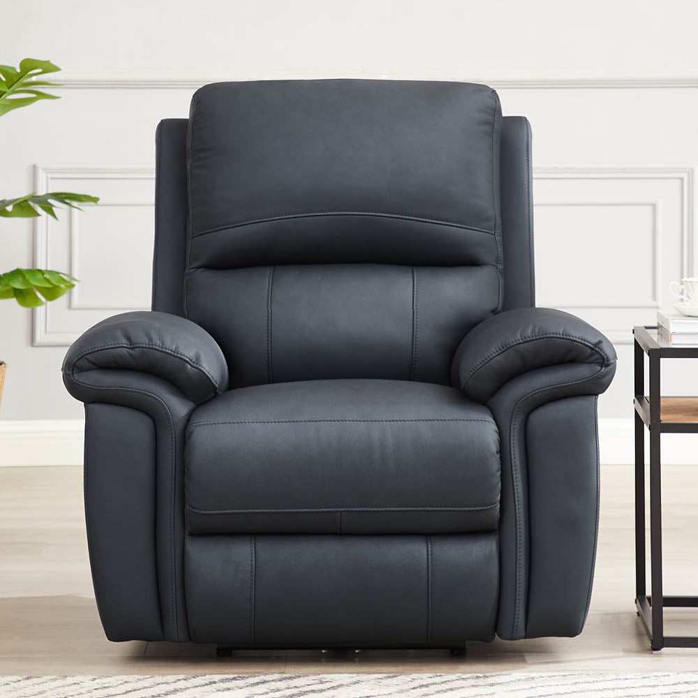 Monica Power Zero Gravity Recliner Gunmetal Memory Foam Genuine Leather