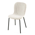 Off White Boucle Dining Chairs Set Of 4,Mid Century Modern Upholstered Pu Leather Chairs,For Kitchen Dining Room Metal Plaid Off White Dining Room Powder Coated Foam Dry Clean Modern Dining Chairs Solid Back Foam Boucle