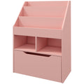 Homcom Kids Bookcase Multi Shelf Rack Organizer With Storage Drawer For Books, Playroom, Pink Pink Mdf