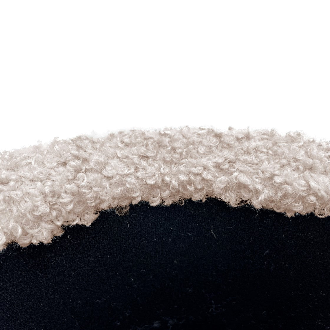 Round Storage Ottoman Beige Upholstered