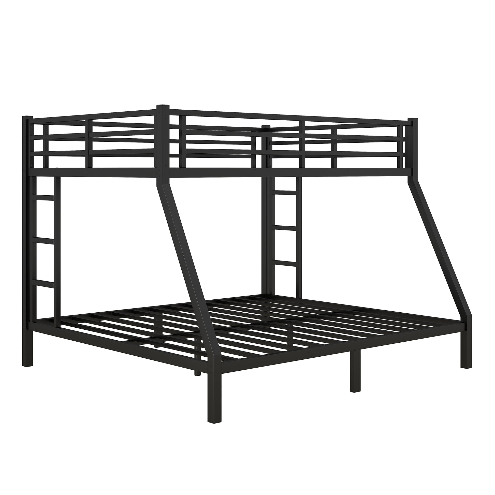 Metal Full Xl Over King Bunk Bed For Teens And Adults,Space Saving Noise Reduced No Box Spring Needed, Black Full Xl Black Metal