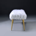 White And Gold Bench With Straight Legs White Gold Bedroom White Contemporary Fabric Metal