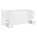 Full Size Murphy Bed With Drawers, Cabinets And Usb Ports,White Full White Mdf Lvl