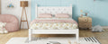 Twin Bed With Button Decoration Headboard, With Bed Slats,White Twin White Pine