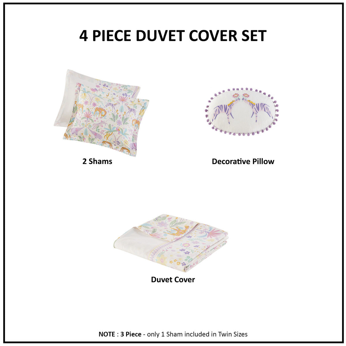 Floral Reversible Cotton Duvet Cover Set With Throw Pillow Queen Multicolor Cotton