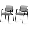 Mesh Back Stacking Arm Chairsupholstered Fabric Stacking Chairs, Sturdy Metal Stacking Chairs,Gray, 2 Pack Gray Abs