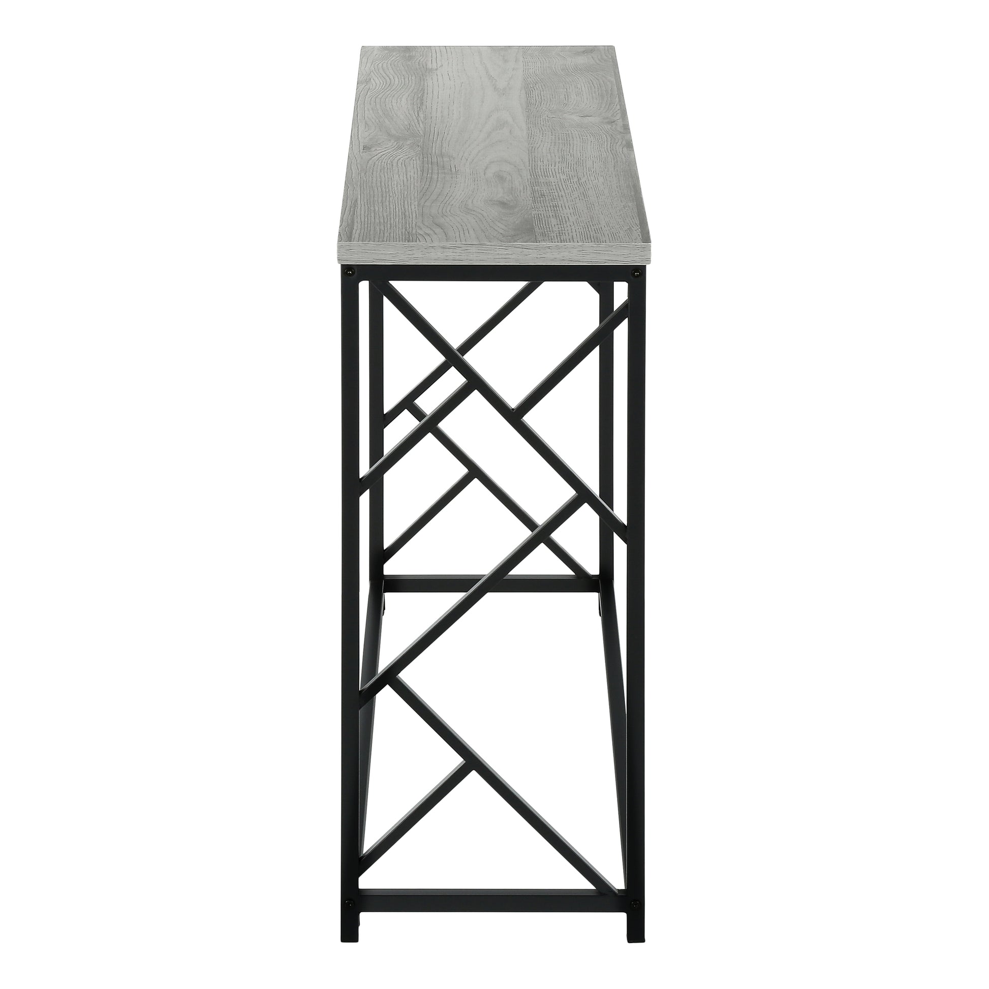 Accent Table, Console, Entryway, Narrow, Sofa, Living Room, Bedroom, Grey Laminate, Black Metal, Contemporary, Modern Grey Metal