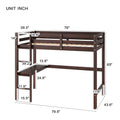 Twin Loft Pine Wood Bed With Built In Desk, Safety Guardrails, Ladder,Espresso Twin Espresso Pine