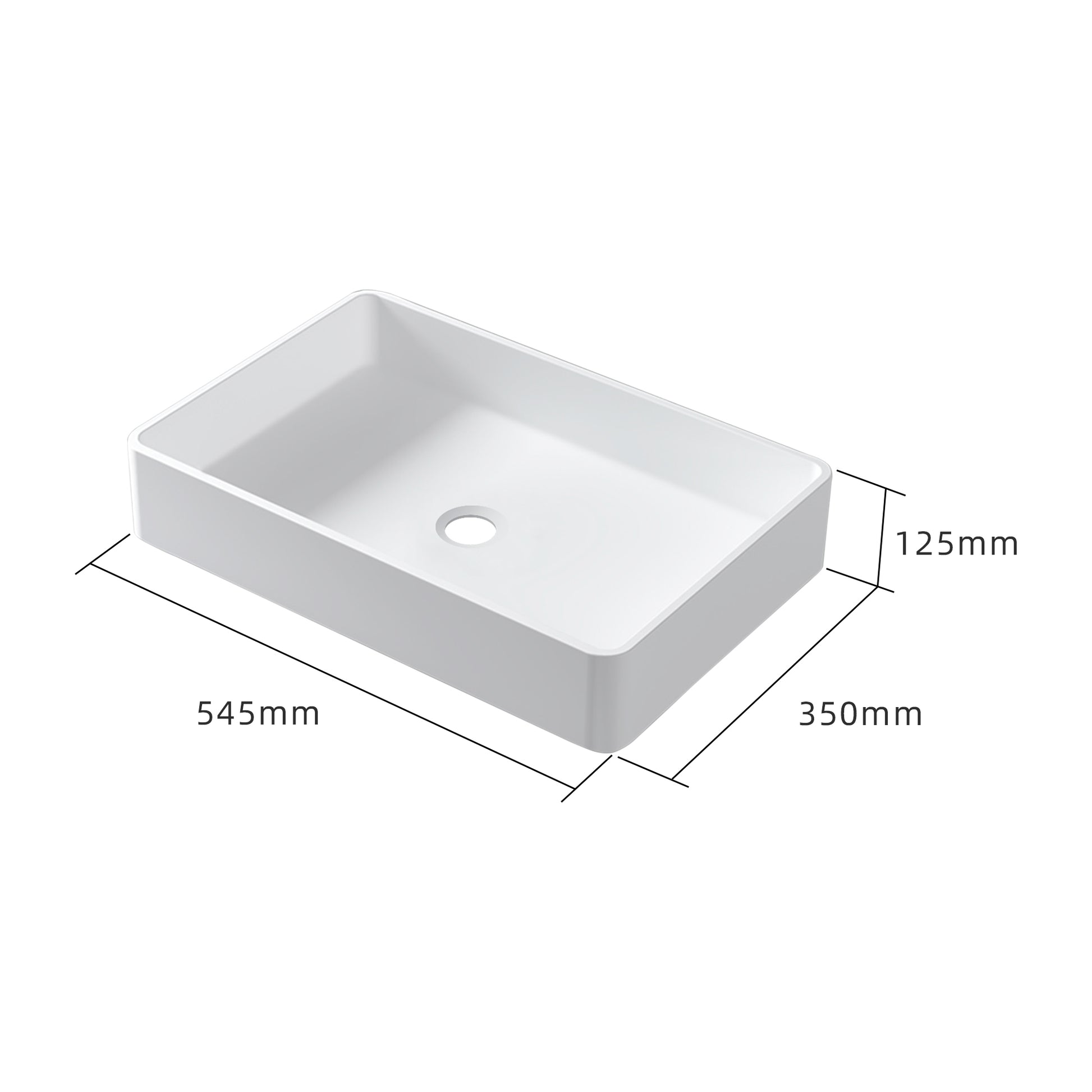 Solid Surface Basin Matte White Contemporary Solid Surface