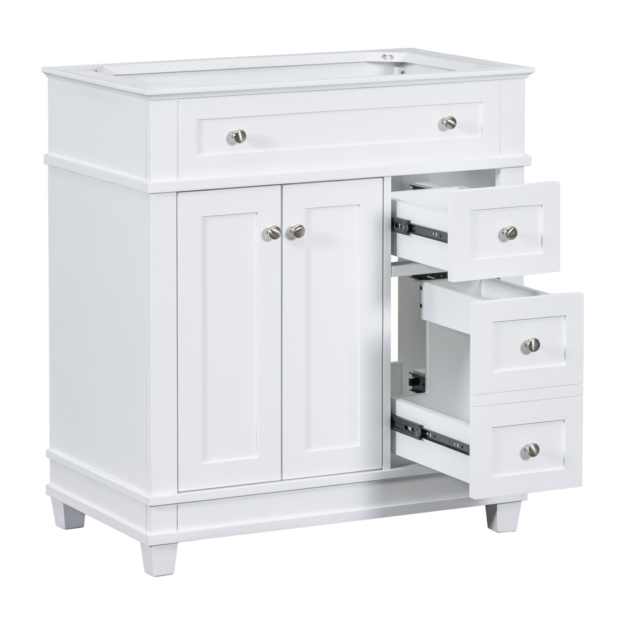 30" Bathroom Vanity Cabinet Without Sink, Free Standing Vanity With 2 Drawers& Soft Closing Doors, Solid Wood Frame Bathroom Cabinet, White Not Include Sink 2 White 2 1 Bathroom Freestanding Solid Wood Mdf Painted