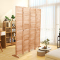 55.2'' W X 65'' H 4 Panel Solid Wood Folding Room Divider, Natural Natural Solid Wood