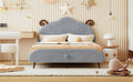 Full Size Upholstered Platform Bed With Sheep Shaped Headboard, Gray Full Gray Plywood