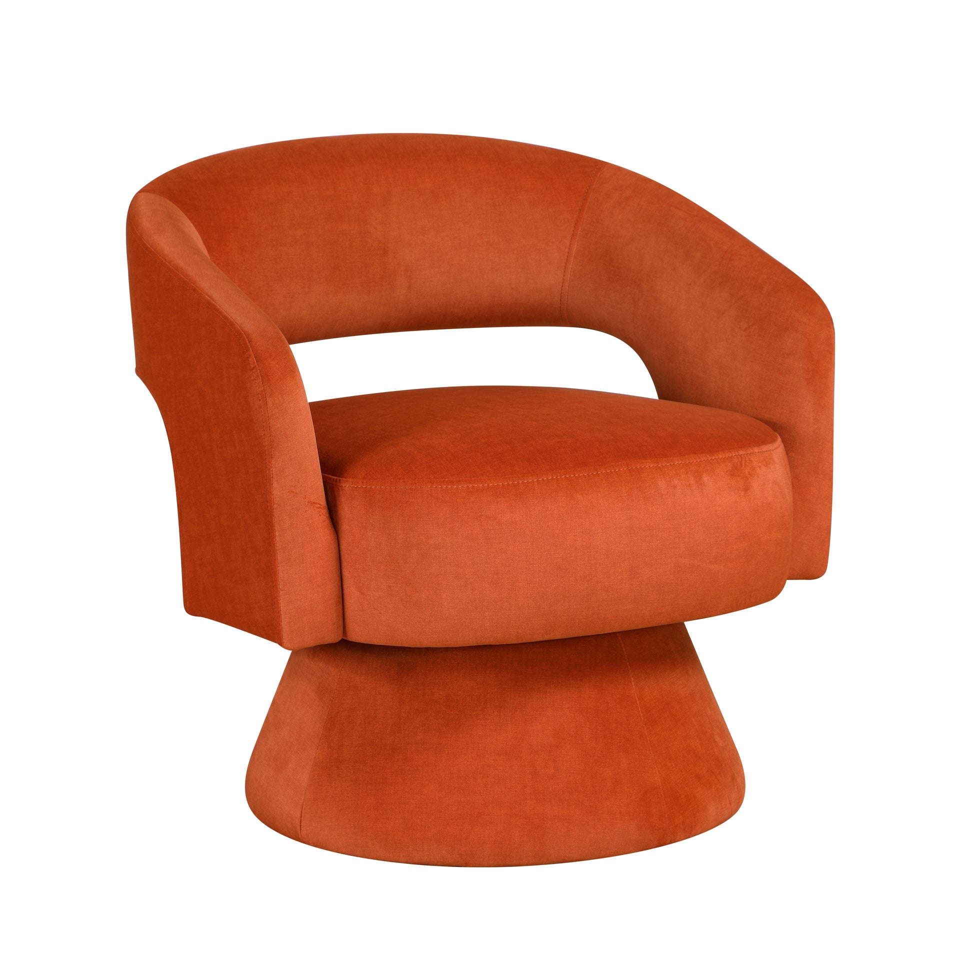 Modern Luxury Swivel Accent Chair 1Pc Orange Velvet Upholstery Solid Wood Stylish Home Furniture Orange Primary Living Space Luxury,Modern Plywood,Solid Wood