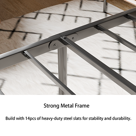 Iron Platform Bed Frame With Rustic Wood Headboard & Footboard Queen Size Brown Box Spring Required Queen Black,Brown Iron Brown Bedroom Minimalist,Modern Bed Frame Mdf Iron