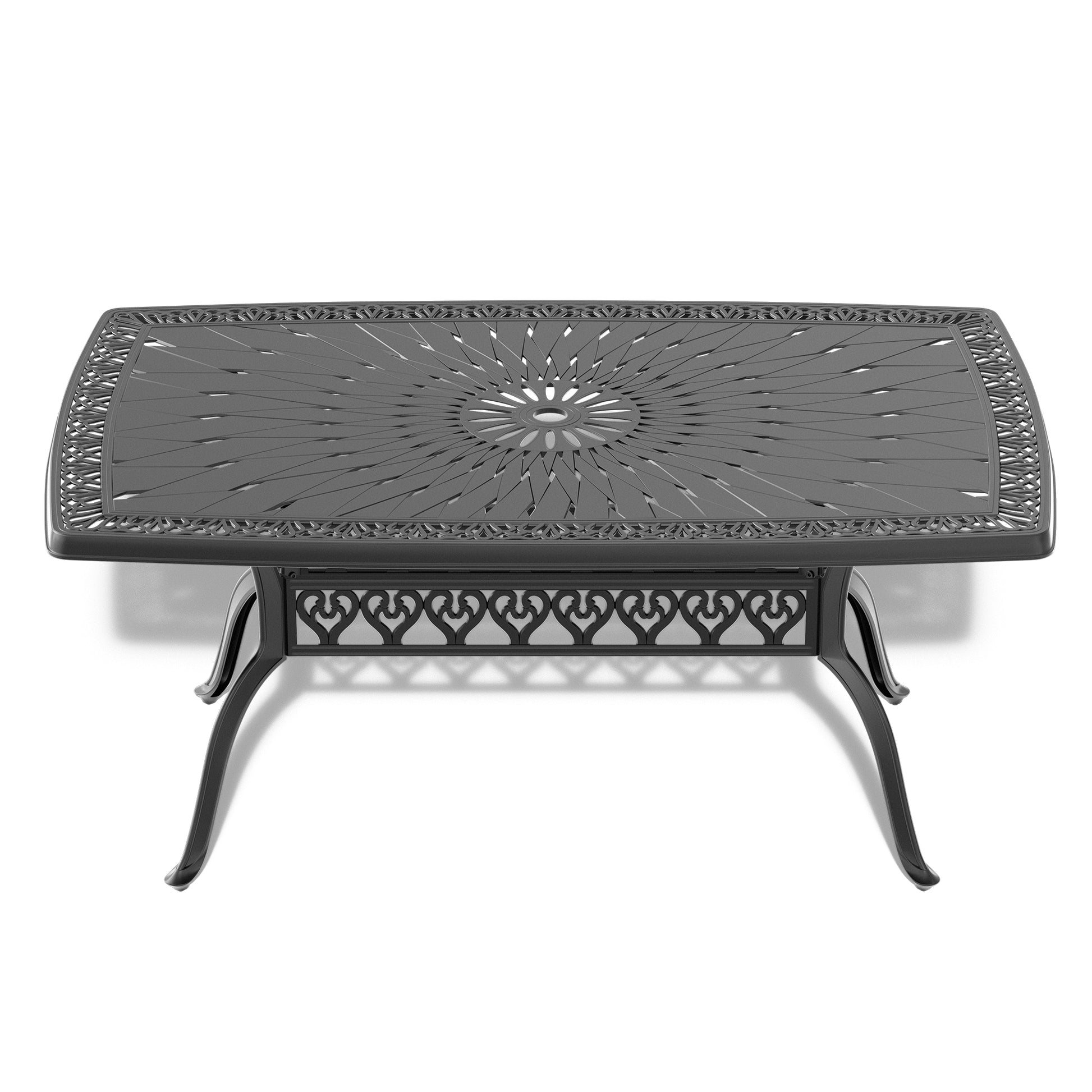Cushions In Random Colors 5 Piece Set Of Cast Aluminum Patio Furniture With Cushions Yes Dining Set Black Seats 4 Rust Resistant Frame Water Resistant Cushion Garden & Outdoor Complete Patio Sets Aluminium