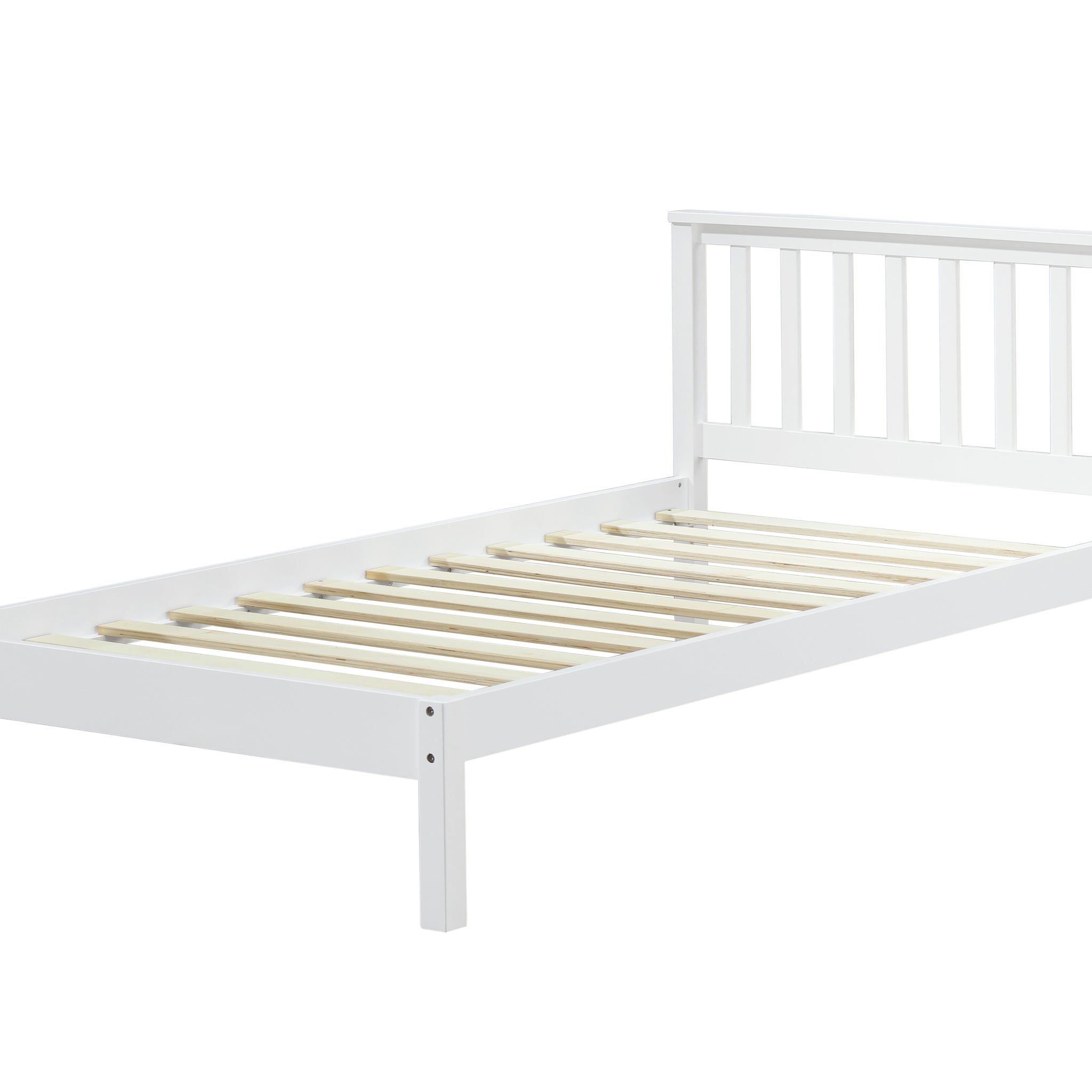 White Twin Bed Box Spring Not Required Twin White Wood White Wood