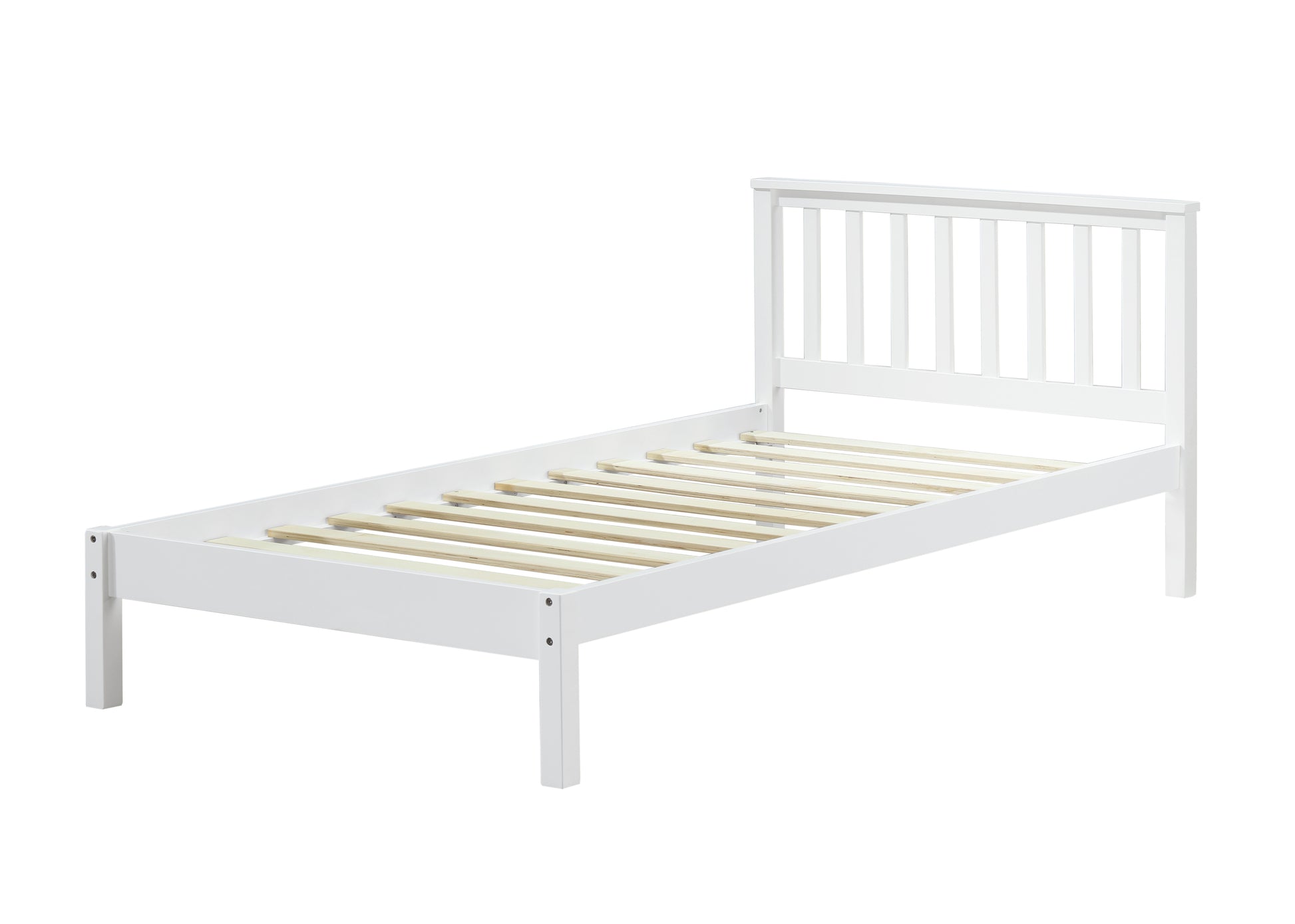 White Twin Bed Box Spring Not Required Twin White Wood White Wood