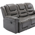 Home Theater Recliner Set Manual Recliner Chair With Wide Armrest, Two Built In Cup Holders For Living Room,Bedroom, Grey Grey Foam Pu