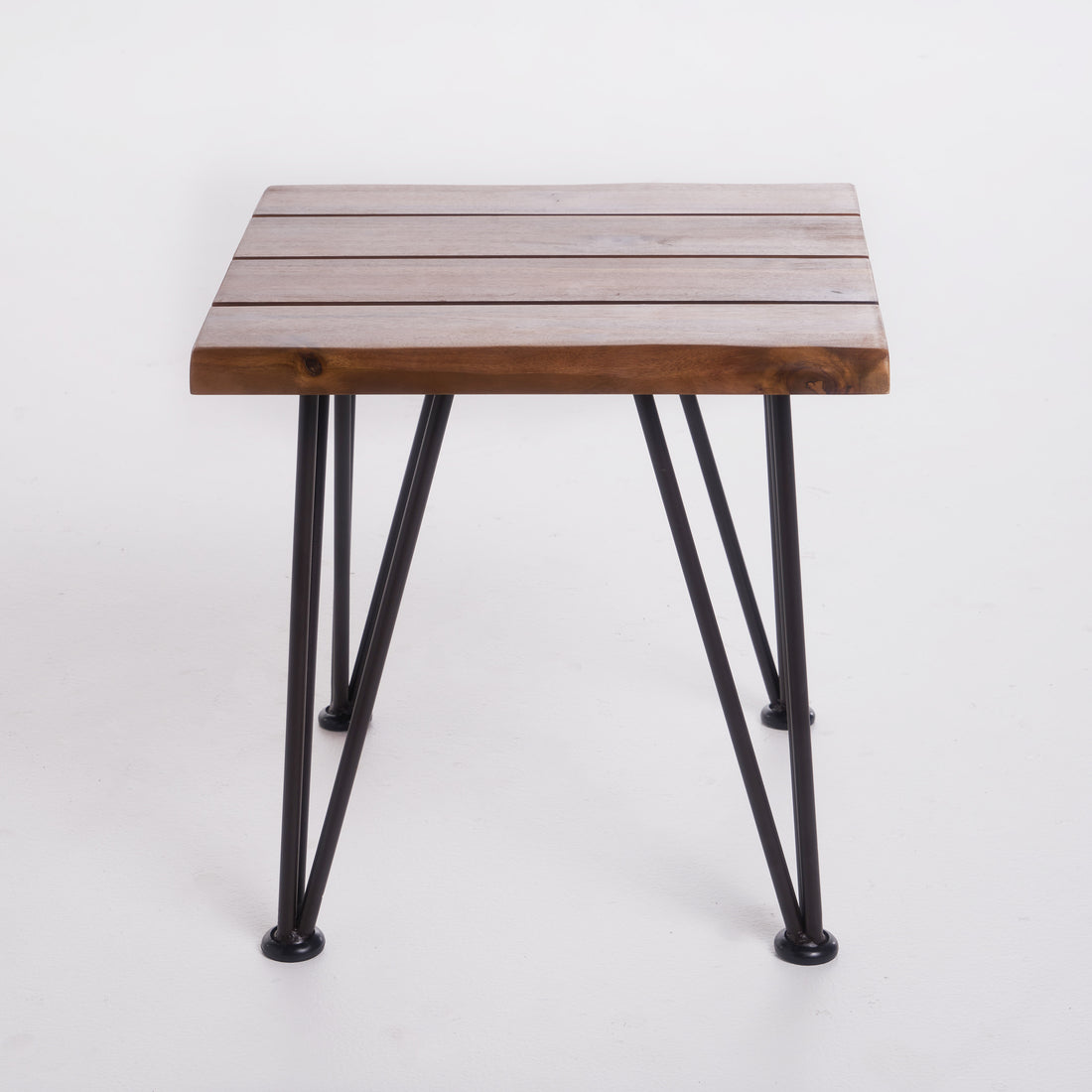 Zion Industrial Wood And Metal Accent Table Teak Metal & Wood