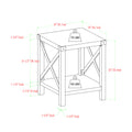 Rustic Industrial Metal X 2 Tier Side Table Grey Wash Gray Wash Mdf