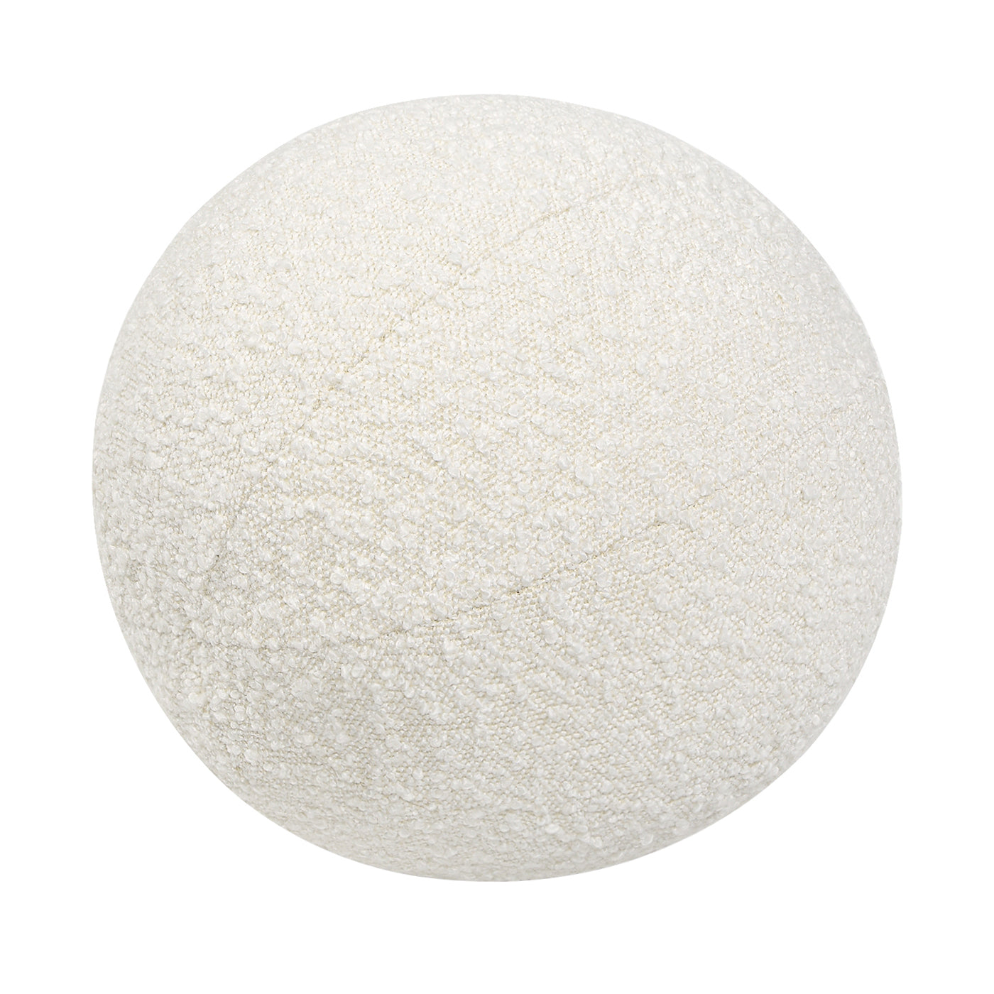 Luna 12" Round Sphere Accent Ball Throw Pillow, Ivory White Boucle White Polypropylene Boucle