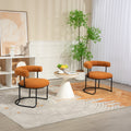 Coolmore Boucle Dining Chairs Set Of 2, Mid Century Modern Curved Backrest Chair, Round Upholstered Kitchen Chairs Orange Boucle Orange Foam Mdf Metal