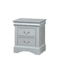 Louis Philippe Platinum Finish Nightstand Silver Grey Synthetic Wood