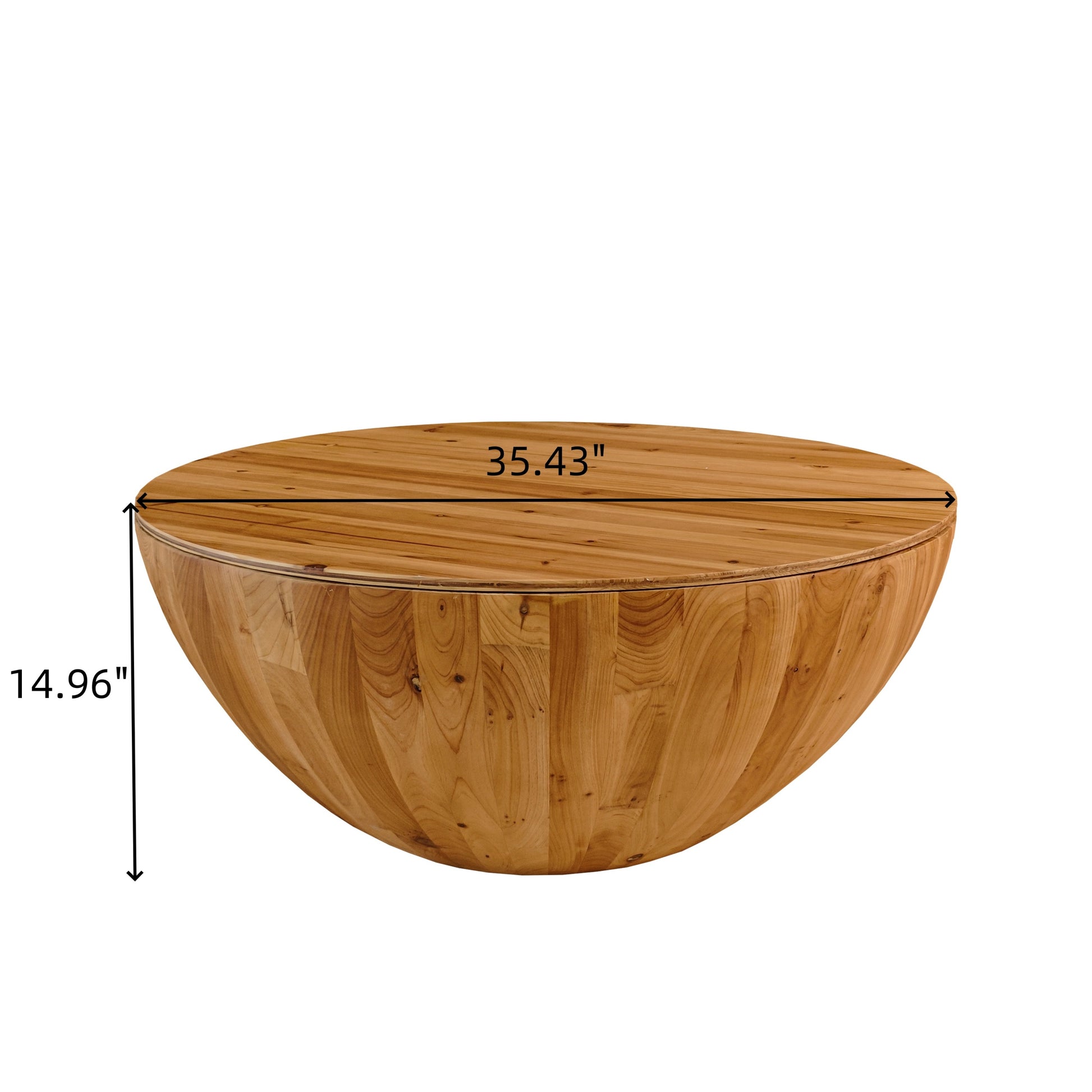 35.43"Vintage Style Bucket Shaped Coffee Table For Office, Dining Room And Living Room,Natural Same Sku:W757119054 Natural Solid Wood Mdf