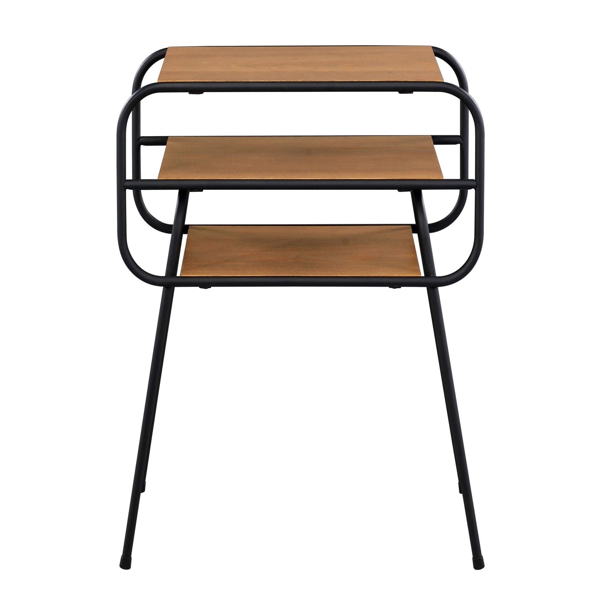 Oak And Black 2 Shelf Accent Table Black Brown Primary Living Space Modern Shelves Rectangular Wood Metal Sled