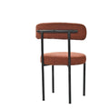Brown Boucle Dining Chairs Set Of 2,Mid Century Modern Curved Backrest Chair,Round Upholstered Kitchen Chairs Metal Brown Dining Room Modern Banquet Chair Tufted Back Velvet
