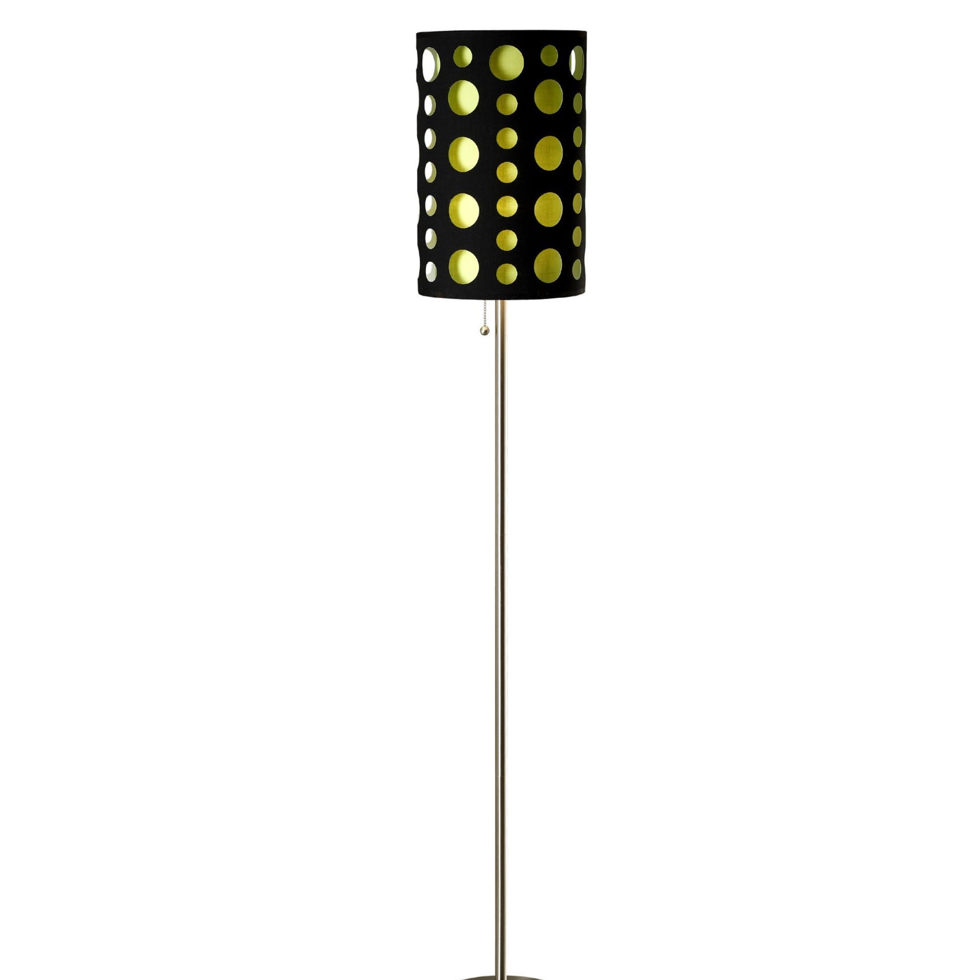 66" Tall Metal Floor Lamp, Retro Design With Black And Green Shade Multicolor Metal