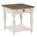Oak And Antique White 1 Drawer End Table With Shelf Oak Primary Living Space Drawers Rectangular Wood