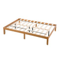Queen Size Wood Platform Bed Frame,No Box Spring Needed,Strong Wood Slat Support, Easy Assembly Queen Brown White Rubber Wood