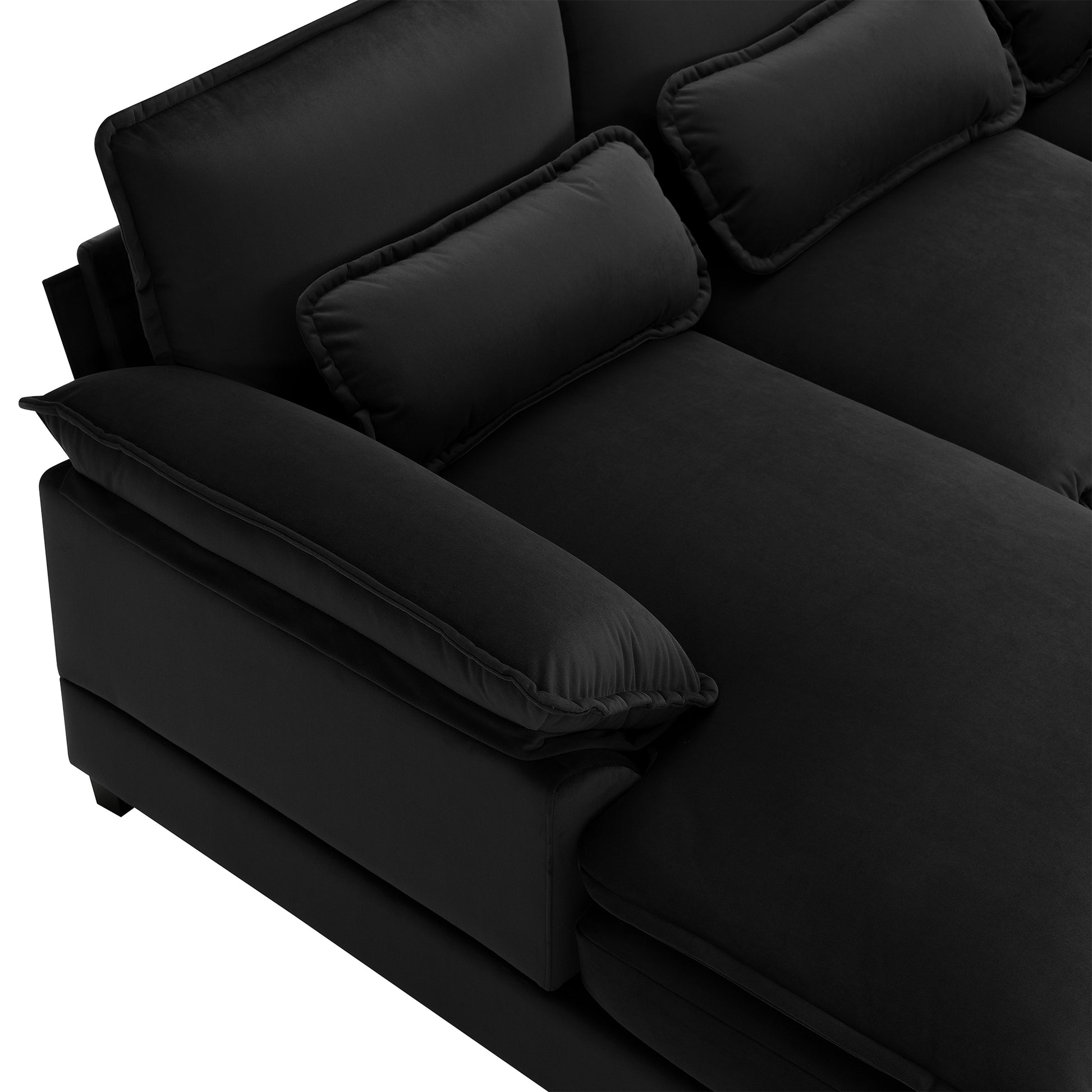 110*55" Modern U Shaped Sectional Sofa With Waist Pillows,6 Seat Upholstered Symmetrical Sofa Furniture,Sleeper Sofa Couch With Chaise Lounge For Living Room,Apartment,5 Colours Black Velvet 6 Seat