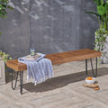 Jane Industrial Wood And Metal Bench Black Metal & Wood