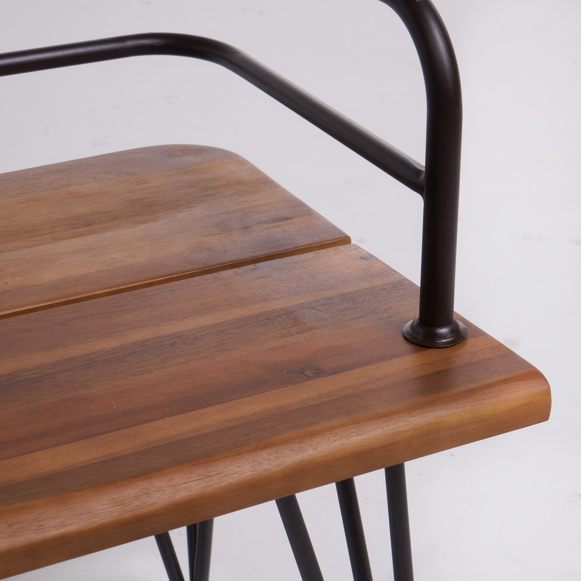 Zion Industrial Wood And Metal Bench Teak Metal & Wood