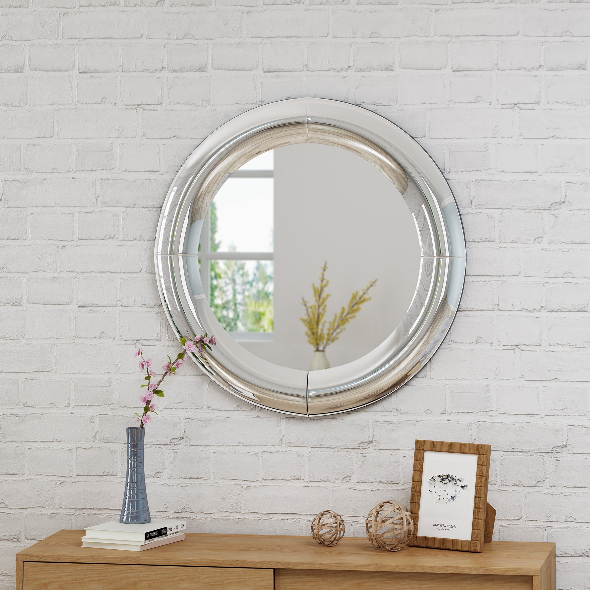 Curved Round Mirror Clear Mdf