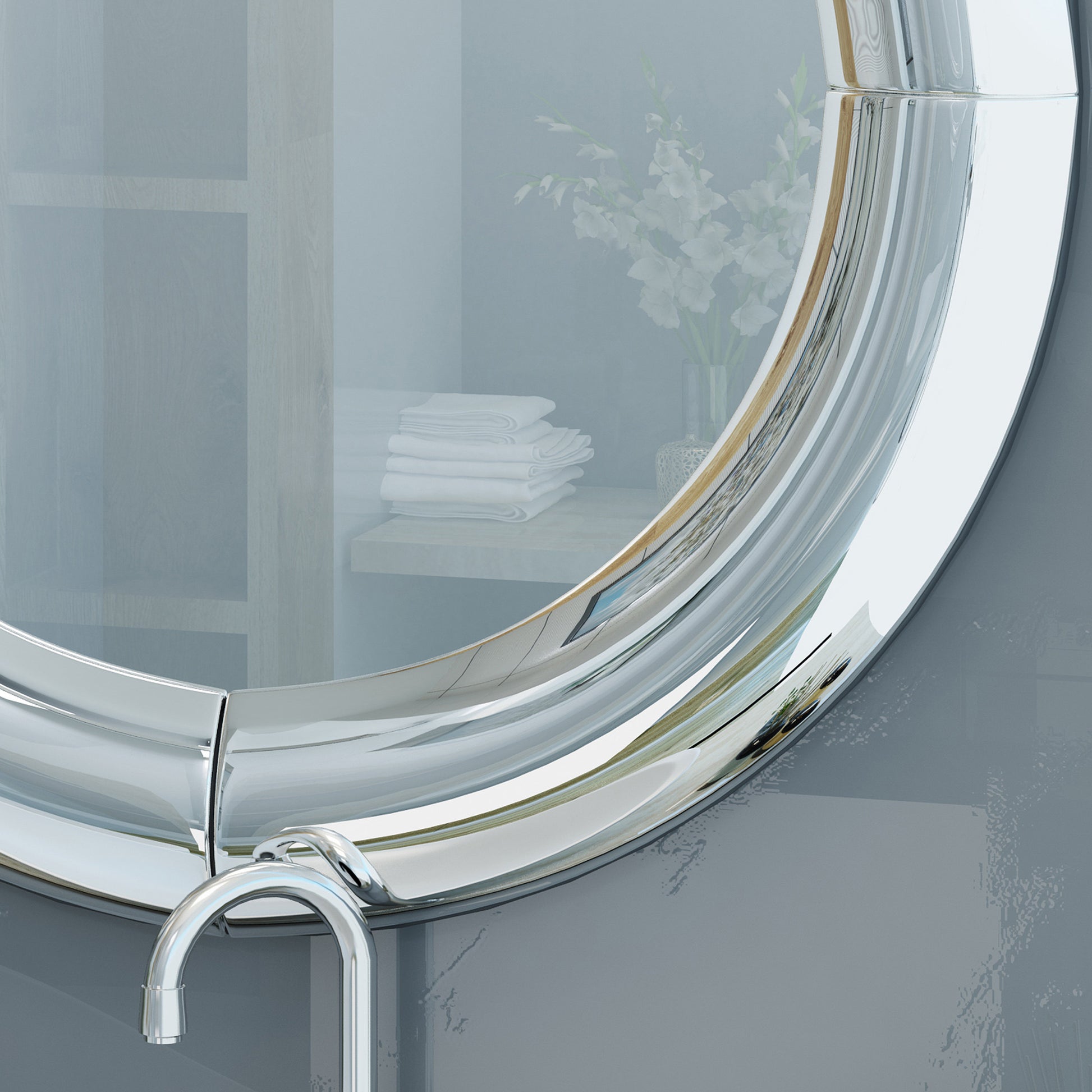 Curved Round Mirror Clear Mdf