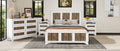 4 Pieces Bedroom Sets, Queen Size Farmhouse Platform Bed With Wooden Strip Decoration, Storage Nightstand And Dresser With Metal Handle, White Queen White 4 Piece Set Particle Board