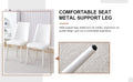 Table And Chair Set, Mdf Desktop, White Metal Table Legs, Stable And Beautiful, Suitable For Most Styles Of Home. Modern Simple Dining Table, Comfortable Seating. White Seats 4 Mdf