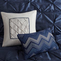 7 Piece Tufted Comforter Set Navy Cal King California King Navy Polyester