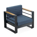 Giovanna Club Chair Blue Fabric Metal