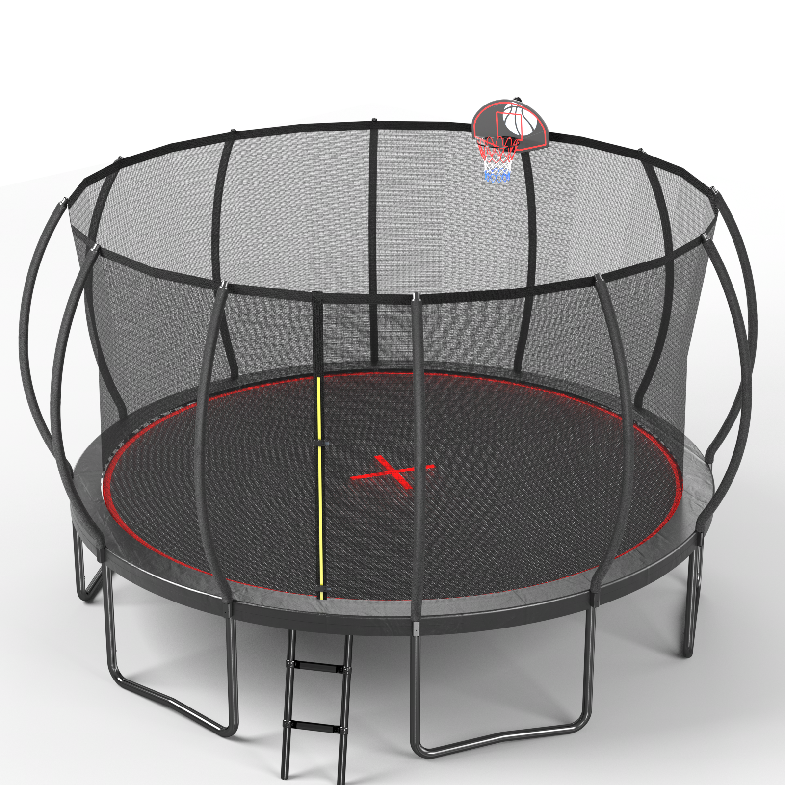 Yc 16Ft Trampoline Pumpkin Black Red Black Red Garden & Outdoor Steel